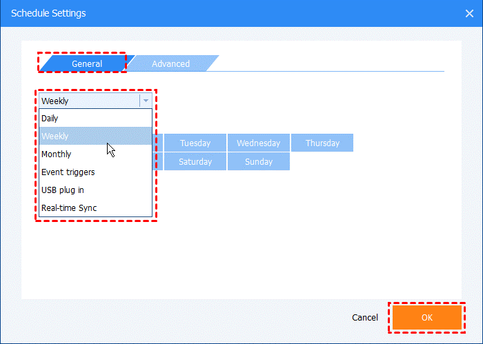 AOMEI Backupper Schedule Settings