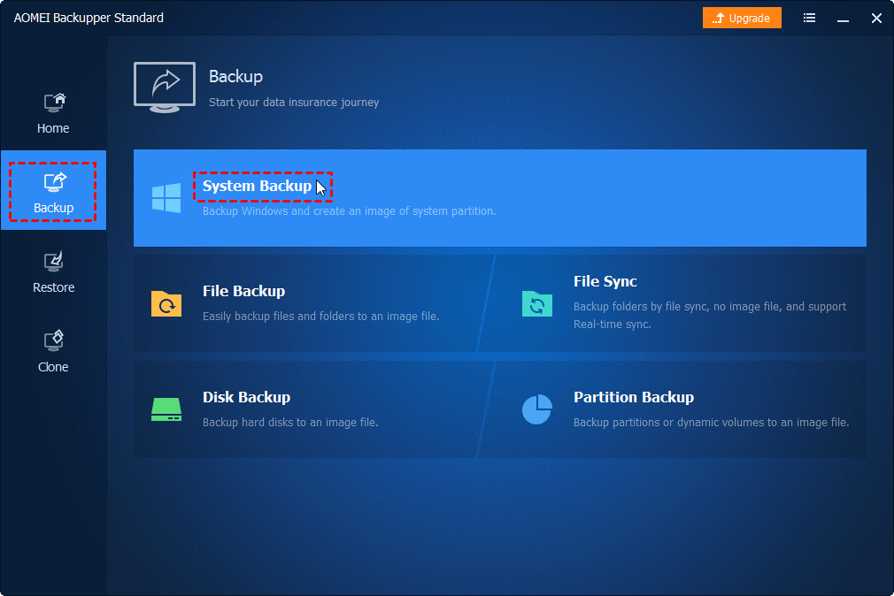AOMEI Backupper System Backup